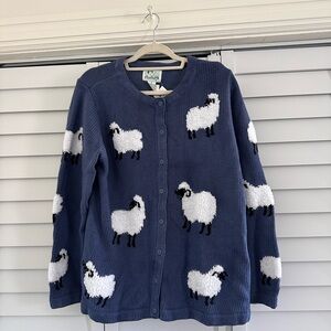 Quacker Factory Blue Sheep Cardigan